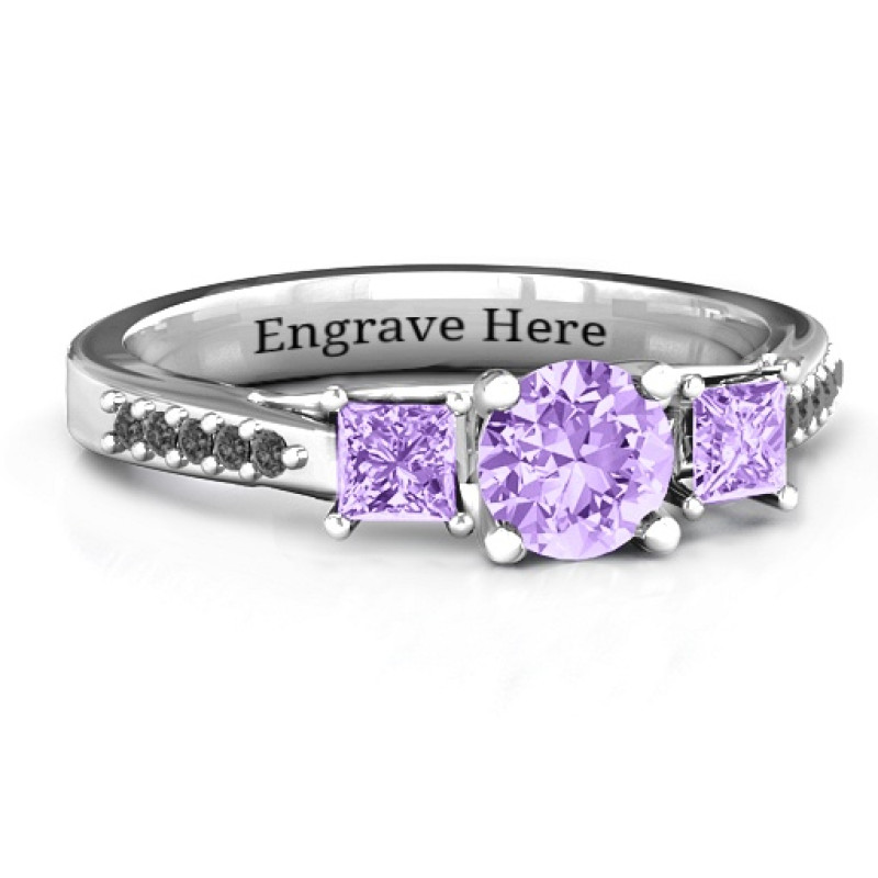 Three Stone Eternity Ring with Twin Accent Rows Three stone eternity ring with twin accent rows