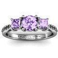 Three Stone Eternity Ring with Twin Accent Rows Three stone eternity ring with twin accent rows