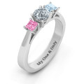 Three Stone Eternity Ring detail Three Stone Eternity ring with princess-cut accent stones