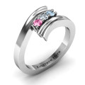 Three Stone Ridged Bypass Ring Three Stone Ridged Bypass Ring with three round stones