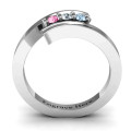 Three Stone Ridged Bypass Ring Three Stone Ridged Bypass Ring with three round stones