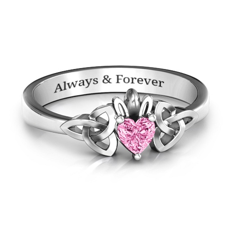 Trinity Knot Heart Crown Ring Trinity Knot Heart Crown Ring with heart-cut centre stone