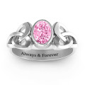 Trinity Knot Ring with Bezel-Set Oval Stone - Alternate View Trinity Knot ring with bezel-set oval stone, alternate view