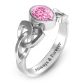 Trinity Knot Ring with Bezel-Set Oval Stone - Alternate View Trinity Knot ring with bezel-set oval stone, alternate view