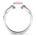 Trinity Knot Ring with Bezel-Set Oval Stone - Alternate View Trinity Knot ring with bezel-set oval stone, alternate view