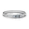 Personalised trinity birthstone ring with an accented band