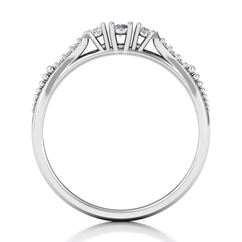 Personalised trinity birthstone ring with an accented band