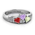 Tripartite heart gemstone ring with accent stones