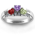 Tripartite heart gemstone ring with accent stones view