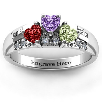 Tripartite Heart Gemstone Ring with Accents Tripartite Heart Gemstone Ring with Accents