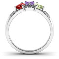 Tripartite heart gemstone ring with accent stones view
