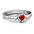 Triple Heart Ring Triple Heart Ring with a heart-cut centre stone and two heart details