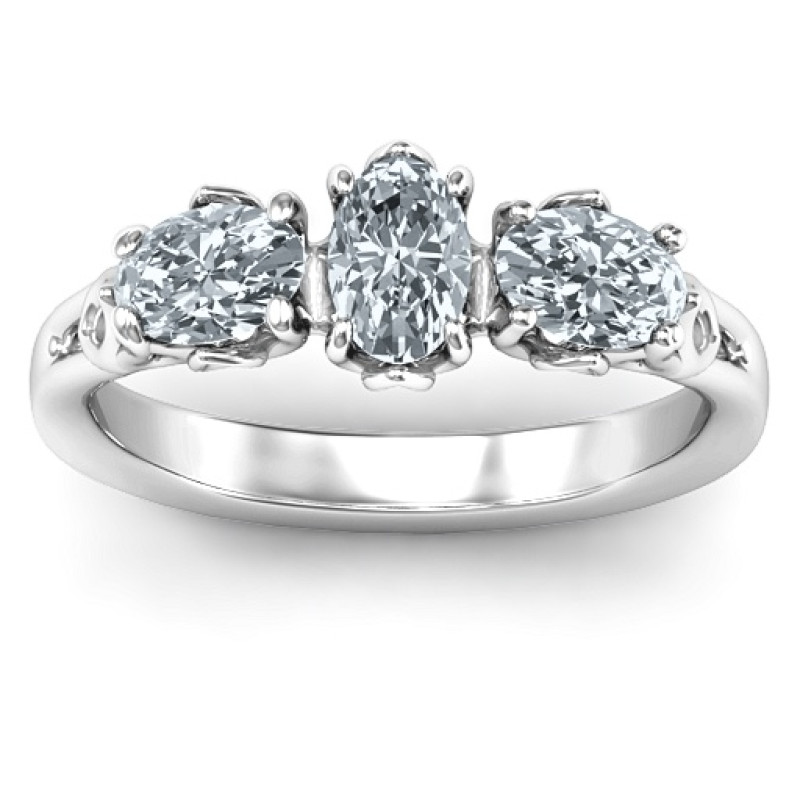 Triple Oval Stone Engagement Ring Triple oval stone engagement ring view