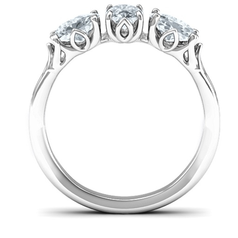 Triple Oval Stone Engagement Ring Triple oval stone engagement ring side view