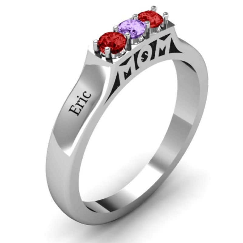 Triple Round Stone MOM Ring Triple Round Stone MOM Ring with three round stones