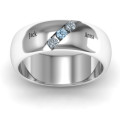 Triple stone grooved men's ring view