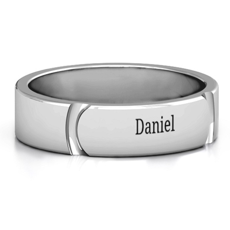 Lysander Curved Groove Men's Ring with engraving area