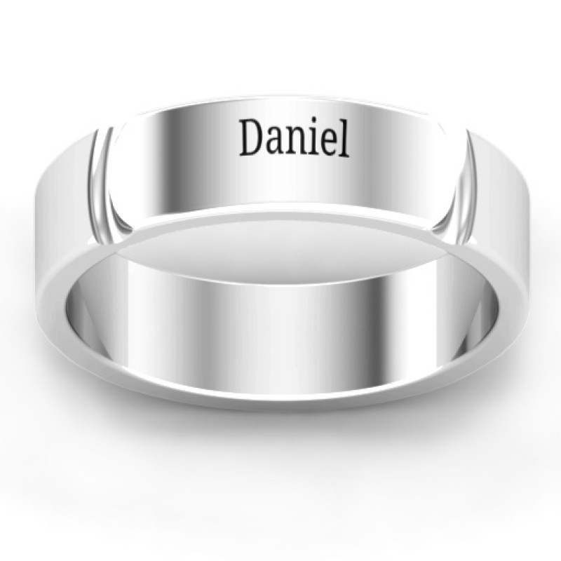 Lysander Curved Groove Men's Ring product view