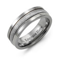 Men's Tungsten Brushed Centre Band Ring Men's tungsten band ring with a brushed gold centre