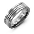 Men's tungsten double row inlay band ring