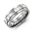 Men's tungsten band ring with a polished yellow gold centre band