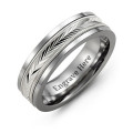 Men's tungsten diamond-cut inlay band ring