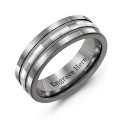 Men's Tungsten Grooved Centre Band Ring Men's tungsten ring with a grooved centre band