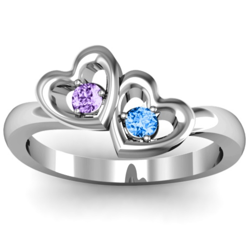 Twin Hearts Ring Twin Hearts Ring with two offset heart settings