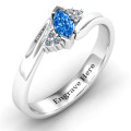 Twisted marquise ring with shoulder accent stones