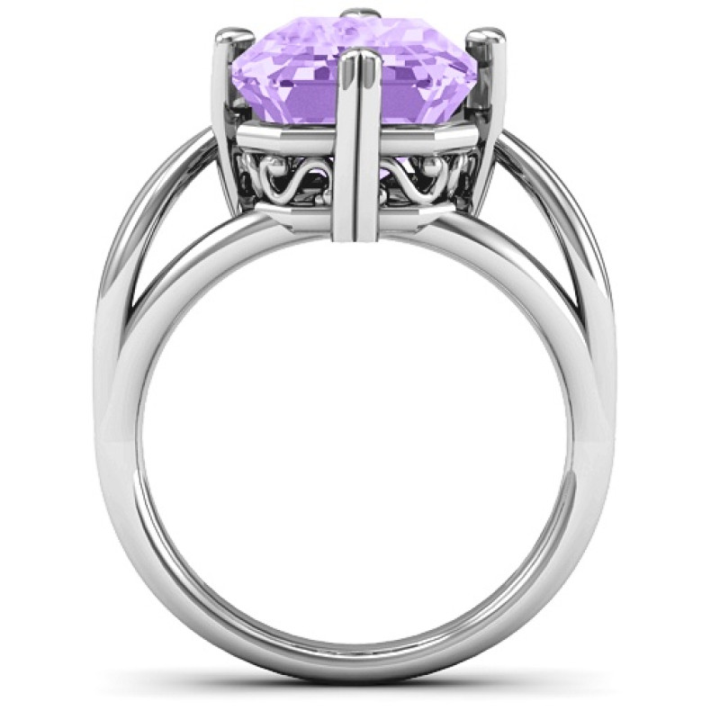 Twisted Shank Emerald Cut Filigree Ring Twisted shank emerald-cut stone filigree ring product image