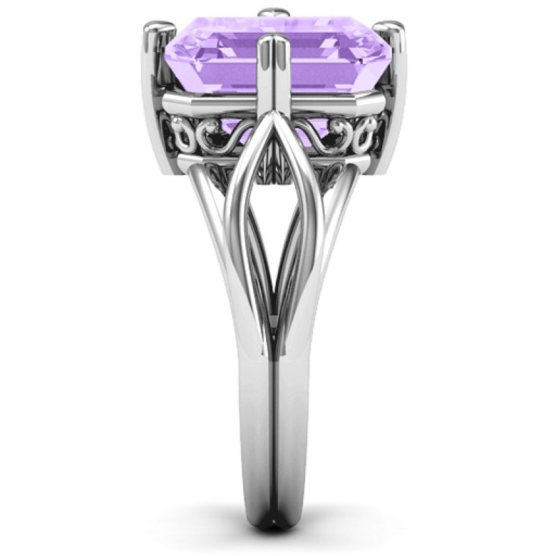 Twisted Shank Emerald Cut Filigree Ring Twisted shank emerald-cut stone filigree ring product image