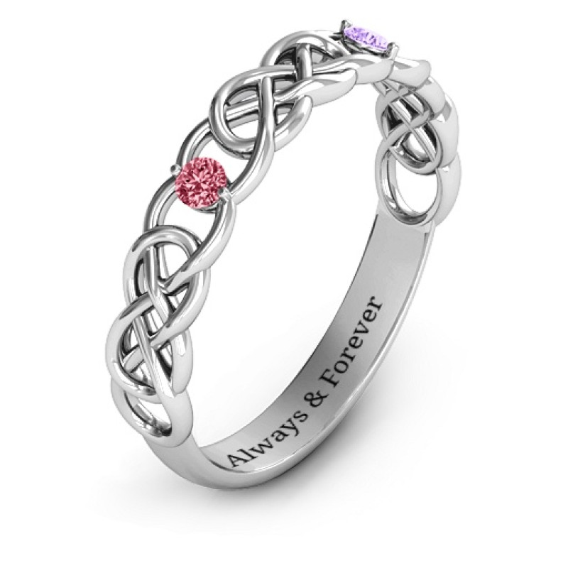 Two-Stone Interwoven Infinity Ring Detail Two-Stone Interwoven Infinity Ring detail view