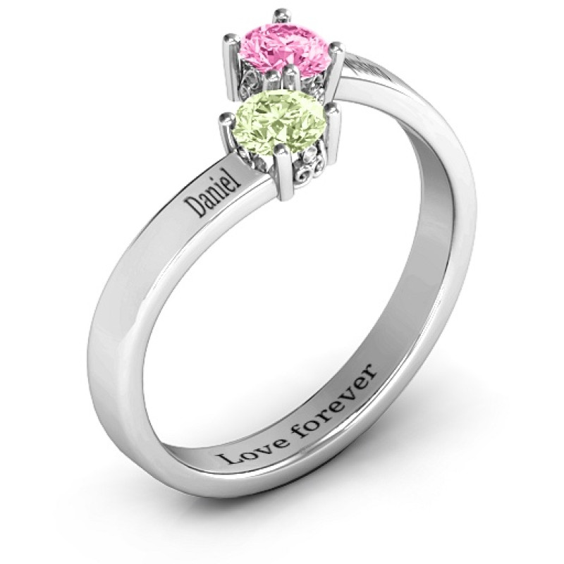 Two-stone ring with filigree settings