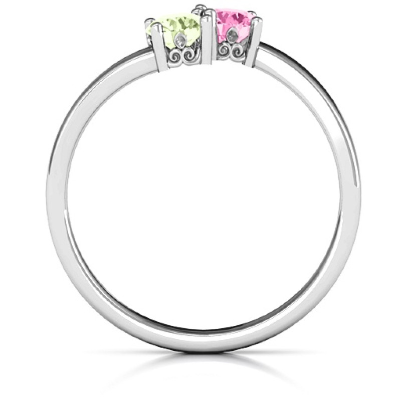 Two-stone ring with filigree settings