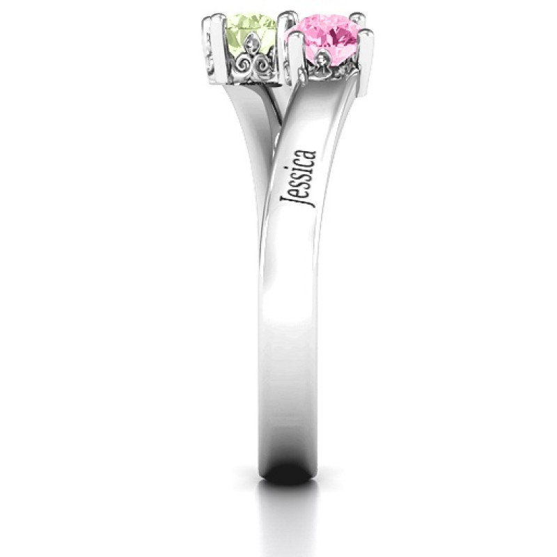 Two-stone ring with filigree settings