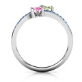 Two stone ring with sparkling accent stones and filigree settings