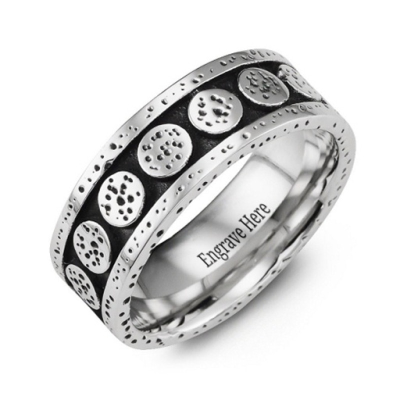 Unique Cobalt Ring Unique cobalt ring with indented dots and a black centre strip