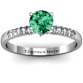 V head round stone ring with seated accent stones, alternate view