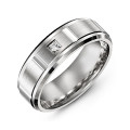 Vertical diamond-cut men's gemstone ring with beveled edges