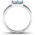Vintage princess cut ring with square centre and shoulder accents