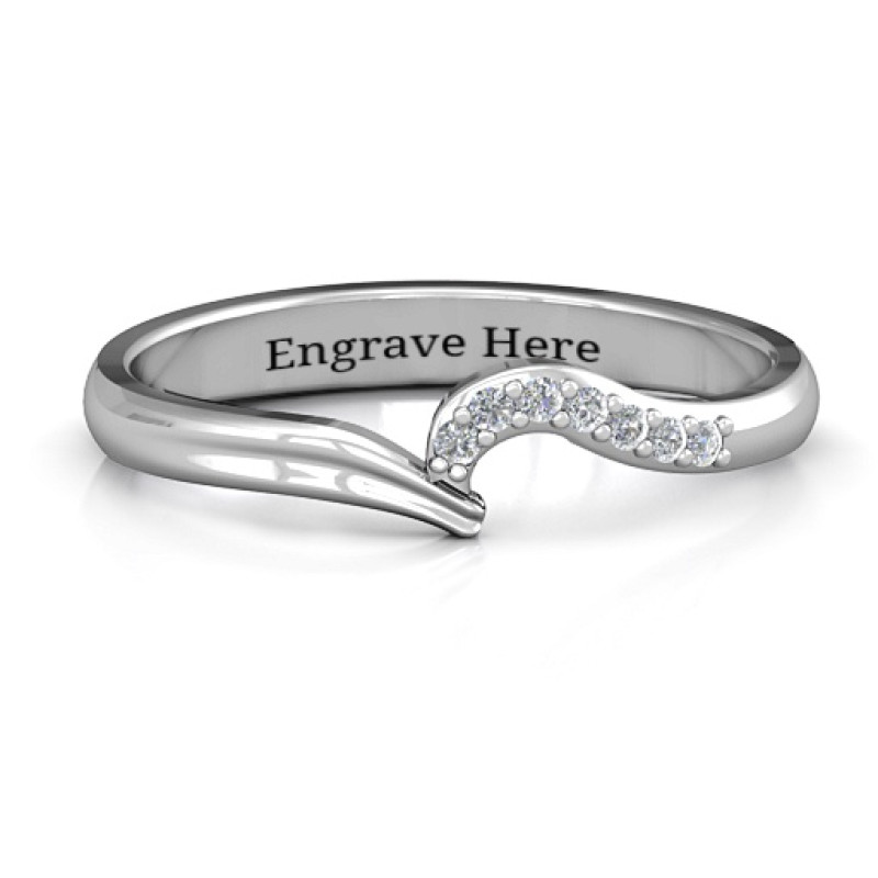 Wave Band Ring with Stone Accents Wave band ring with seven stone accents