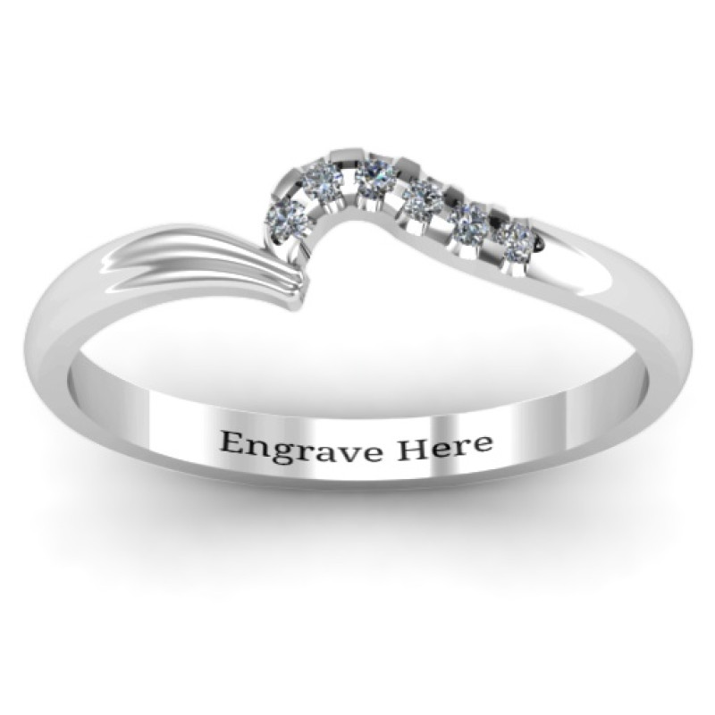 Wave Band Ring with Stone Accents - Alternate View Wave band ring with stone accents, alternate view