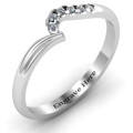 Wave Band Ring with Stone Accents - Detail View Wave band ring with stone accents, detail view