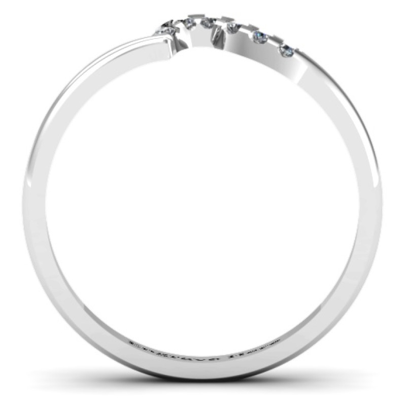 Wave Band Ring with Stone Accents - Additional View Wave band ring with stone accents, additional view