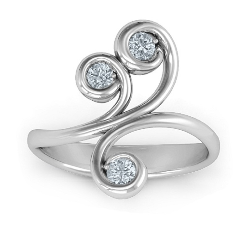 Whimsical Waves 3-Stone Ring - Alternate View Whimsical Waves three-stone ring, alternate view