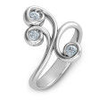 Whimsical Waves 3-Stone Ring - Detail View Whimsical Waves three-stone ring, detail view