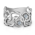 Your Heart and Mine Ring with heart-shaped cutouts and two round birthstones