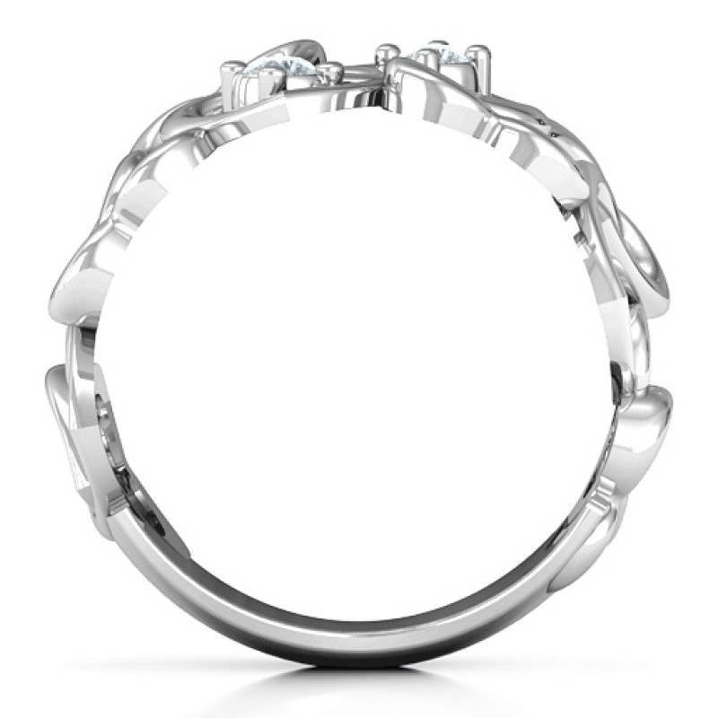 Your Heart and Mine Ring with heart-shaped cutouts and two round birthstones