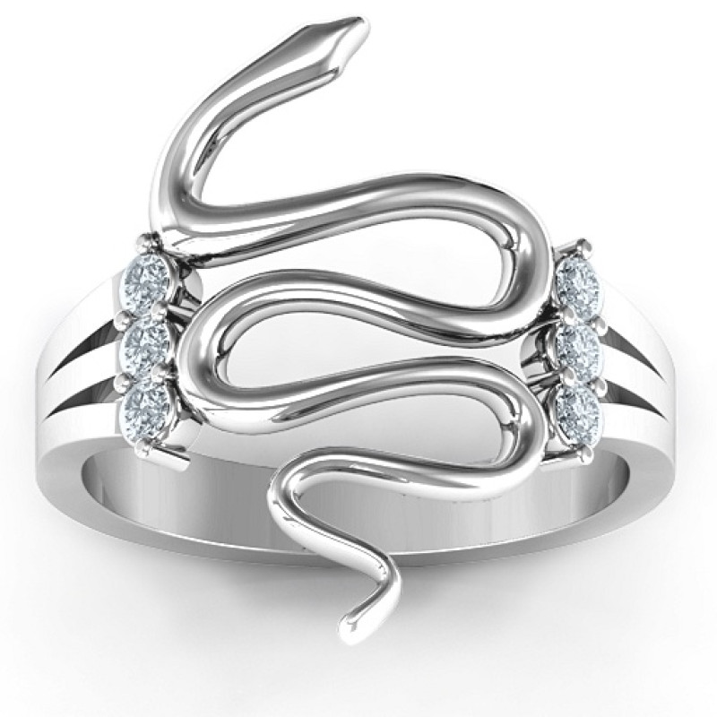 Zig Zag Snake Ring Zig Zag Snake Ring with six round stones