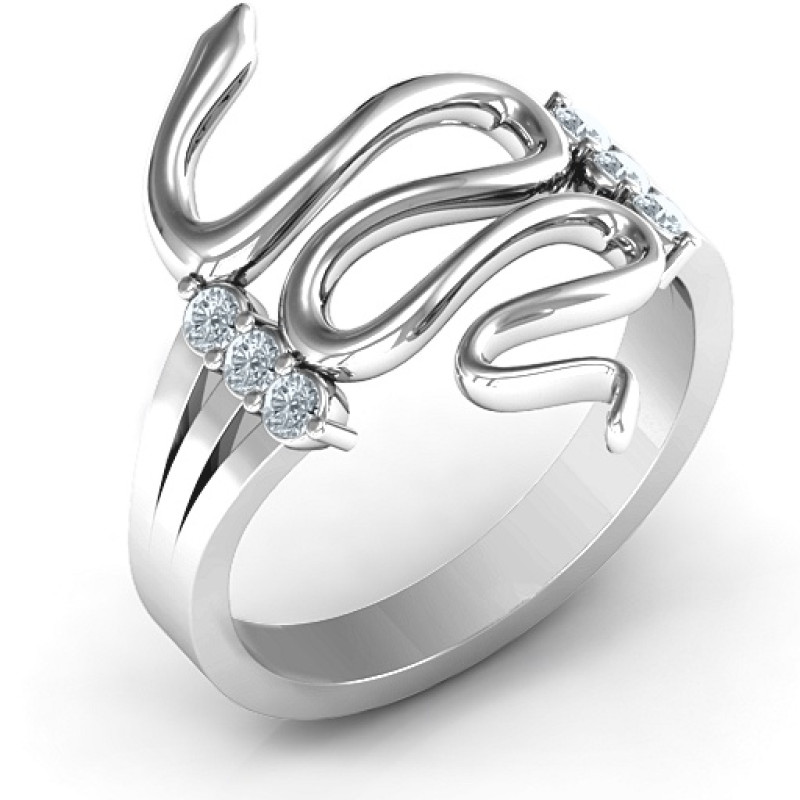 Zig Zag Snake Ring Zig Zag Snake Ring with six round stones